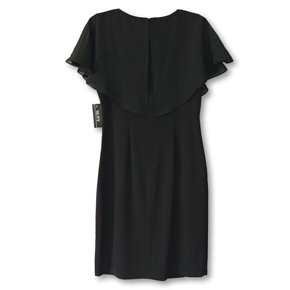 NWT SL Fashion Plus V-neck With Popover Sheer Details Sheath Mini Dress - Picture 7 of 9